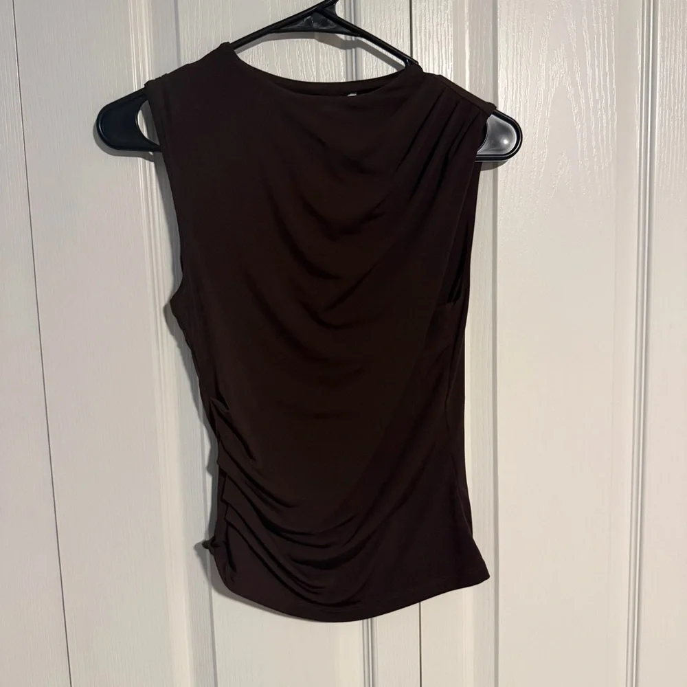 H&M Brown Sleeveless Draped-Back Tank Top
